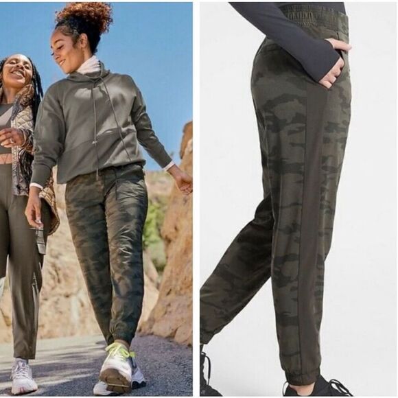 Athleta Brooklyn Camo Textured Lined Jogger in Olive Camo Luxe size 2 - Picture 1 of 13
